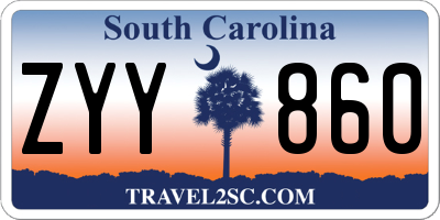 SC license plate ZYY860