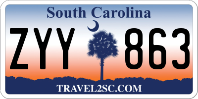 SC license plate ZYY863