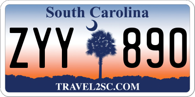 SC license plate ZYY890