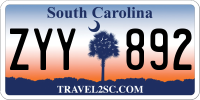 SC license plate ZYY892