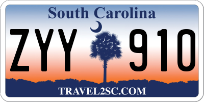 SC license plate ZYY910