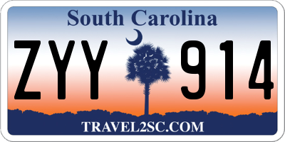 SC license plate ZYY914