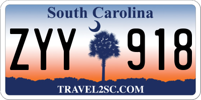SC license plate ZYY918