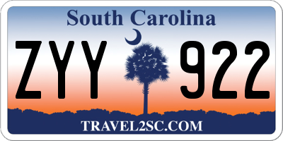 SC license plate ZYY922