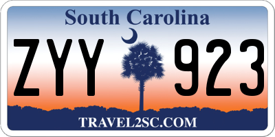 SC license plate ZYY923