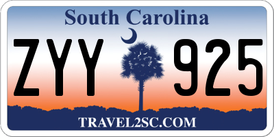 SC license plate ZYY925