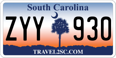 SC license plate ZYY930