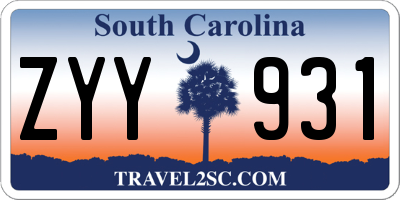 SC license plate ZYY931