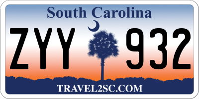 SC license plate ZYY932