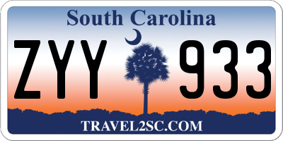 SC license plate ZYY933