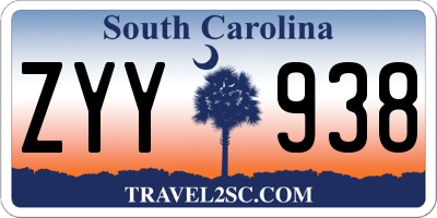 SC license plate ZYY938