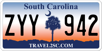 SC license plate ZYY942