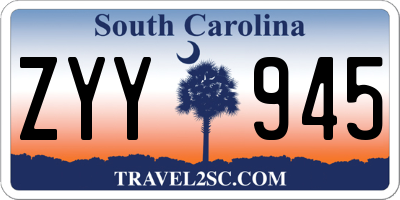 SC license plate ZYY945