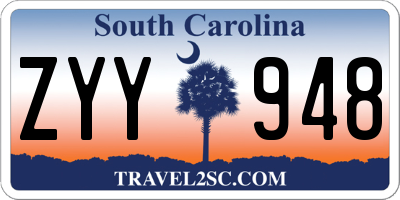 SC license plate ZYY948