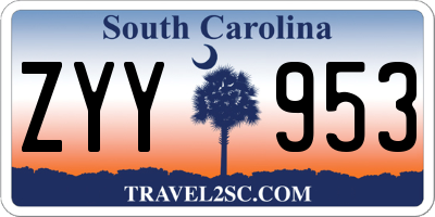 SC license plate ZYY953