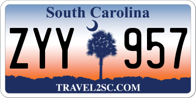 SC license plate ZYY957