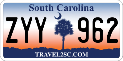 SC license plate ZYY962
