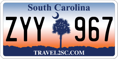 SC license plate ZYY967