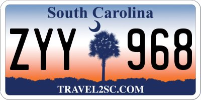 SC license plate ZYY968