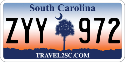 SC license plate ZYY972