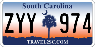 SC license plate ZYY974