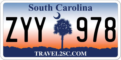 SC license plate ZYY978