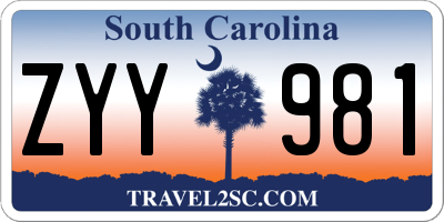 SC license plate ZYY981