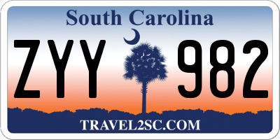 SC license plate ZYY982