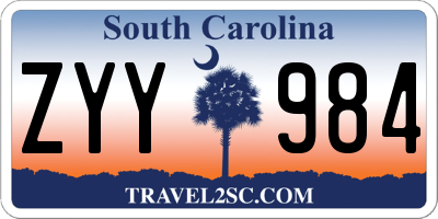 SC license plate ZYY984