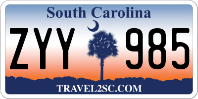 SC license plate ZYY985