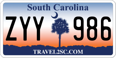 SC license plate ZYY986