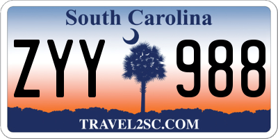 SC license plate ZYY988