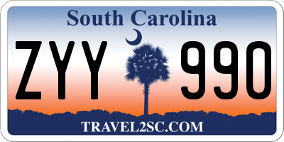 SC license plate ZYY990