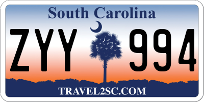 SC license plate ZYY994