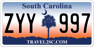 SC license plate ZYY997
