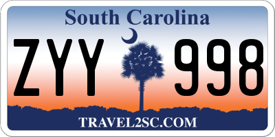 SC license plate ZYY998