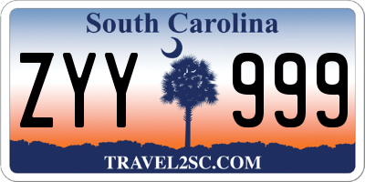 SC license plate ZYY999