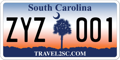SC license plate ZYZ001