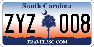 SC license plate ZYZ008