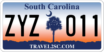 SC license plate ZYZ011