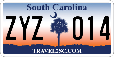 SC license plate ZYZ014