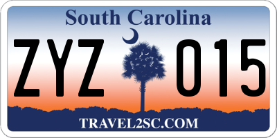 SC license plate ZYZ015