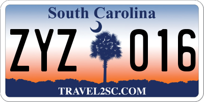SC license plate ZYZ016