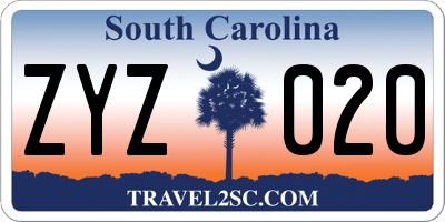 SC license plate ZYZ020