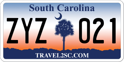 SC license plate ZYZ021