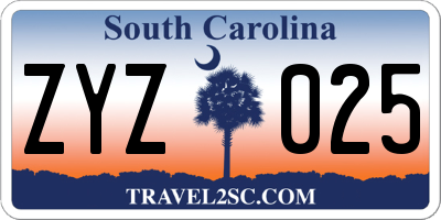 SC license plate ZYZ025