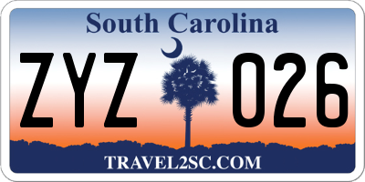 SC license plate ZYZ026