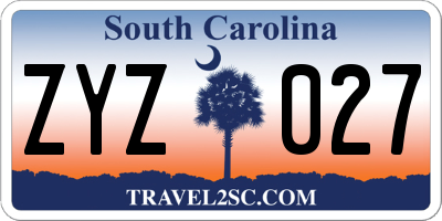 SC license plate ZYZ027