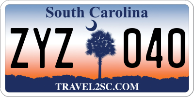 SC license plate ZYZ040