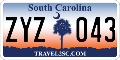 SC license plate ZYZ043
